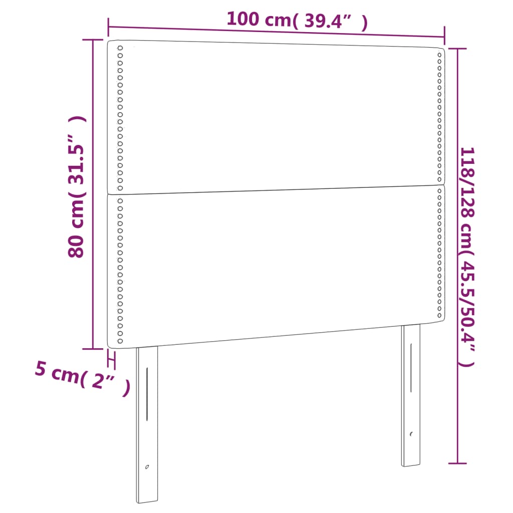 sengegavl med LED-lys 100x5x118/128 cm stof lysegrå