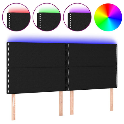 sengegavl med LED-lys 160x5x118/128 cm stof sort