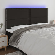 sengegavl med LED-lys 180x5x118/128 cm stof sort