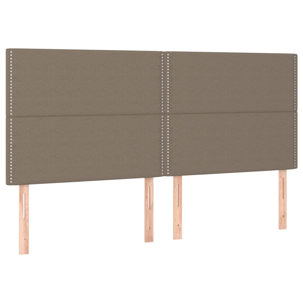 sengegavl med LED-lys 180x5x118/128 cm stof gråbrun