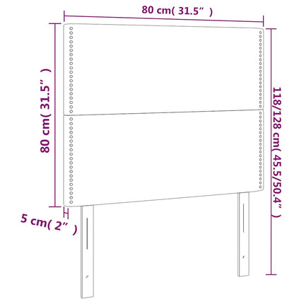 sengegavl med LED-lys 80x5x118/128 cm fløjl mørkeblå