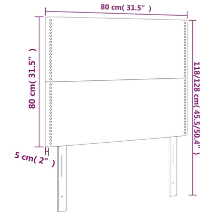 sengegavl med LED-lys 80x5x118/128 cm fløjl lyserød