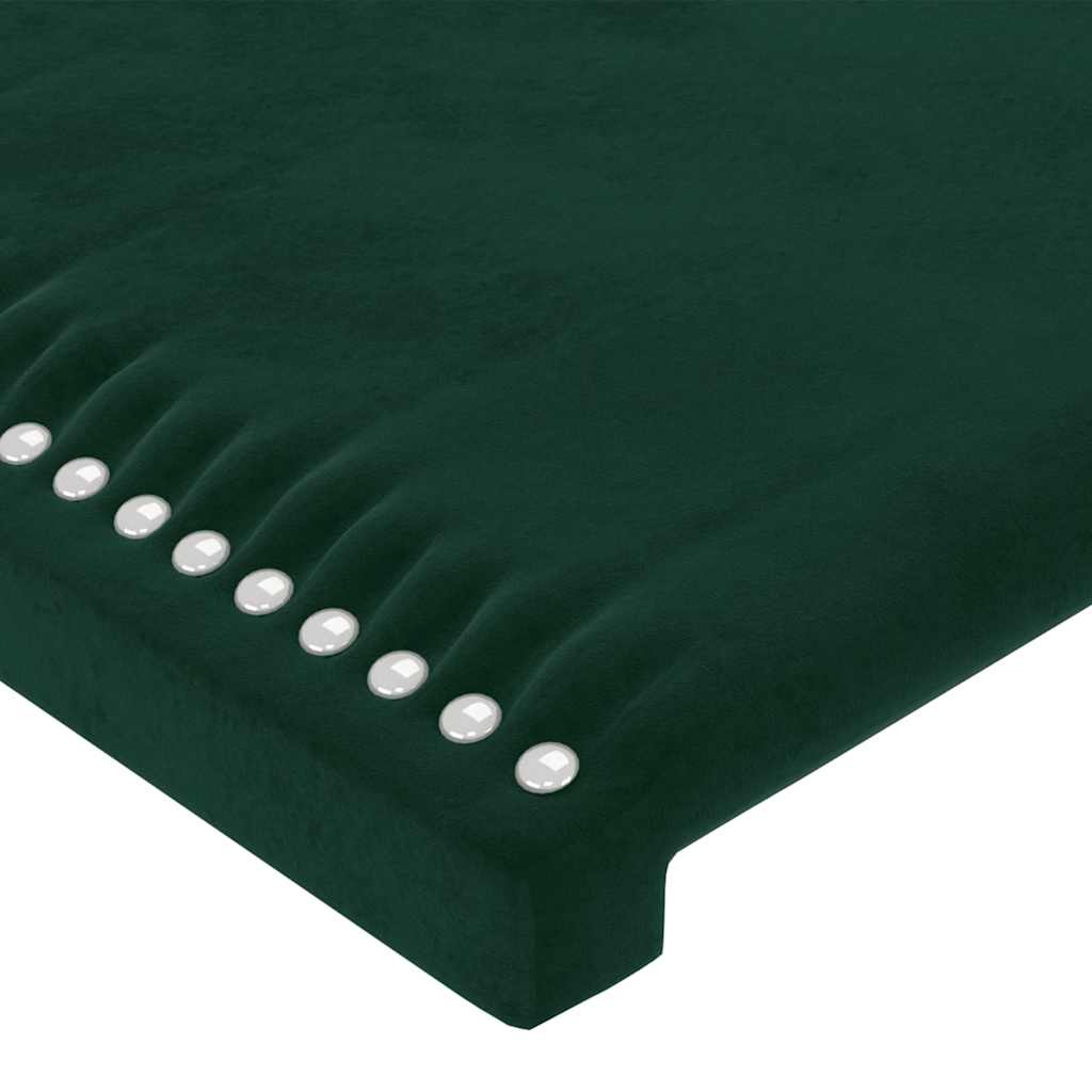 sengegavl med LED-lys 90x5x118/128 cm fløjl mørkegrøn