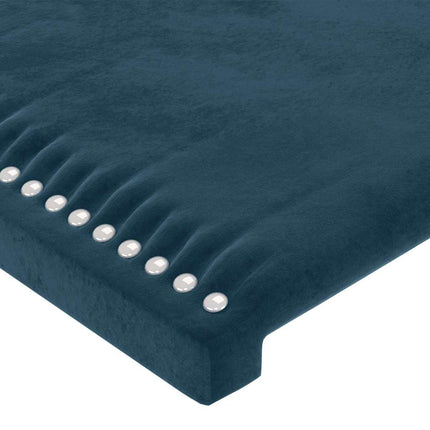 sengegavl med LED-lys 100x5x118/128 cm fløjl mørkeblå