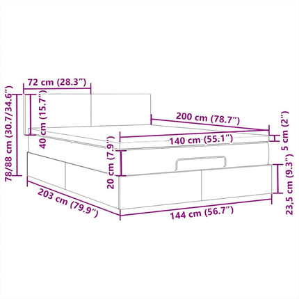 sengegavl med LED-lys 100x5x118/128 cm fløjl mørkeblå