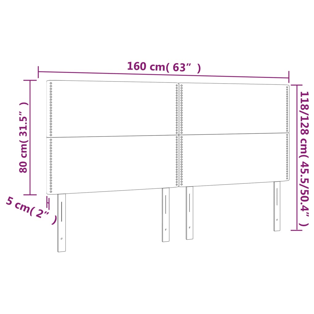 sengegavl med LED-lys 160x5x118/128 cm fløjl mørkeblå