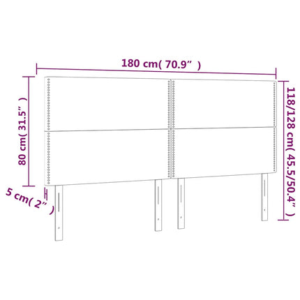 sengegavl med LED-lys 180x5x118/128 cm fløjl mørkegrøn
