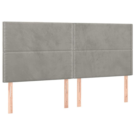 sengegavl med LED-lys 200x5x118/128 cm fløjl lysegrå