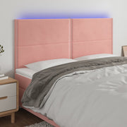 sengegavl med LED-lys 200x5x118/128 cm fløjl lyserød