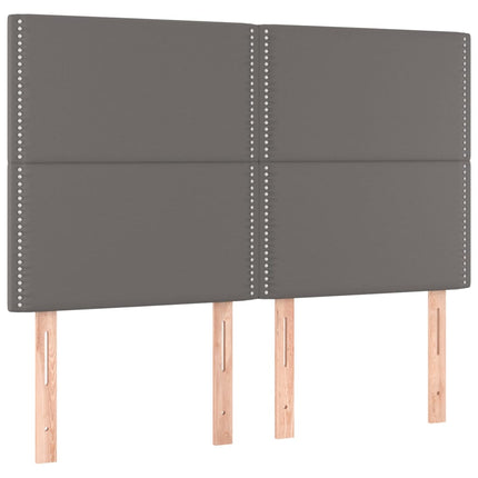 sengegavl med LED-lys 144x5x118/128 cm kunstlæder grå