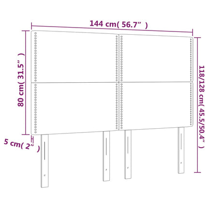 sengegavl med LED-lys 144x5x118/128 cm kunstlæder grå