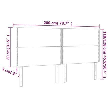 sengegavl med LED-lys 200x5x118/128 cm kunstlæder grå