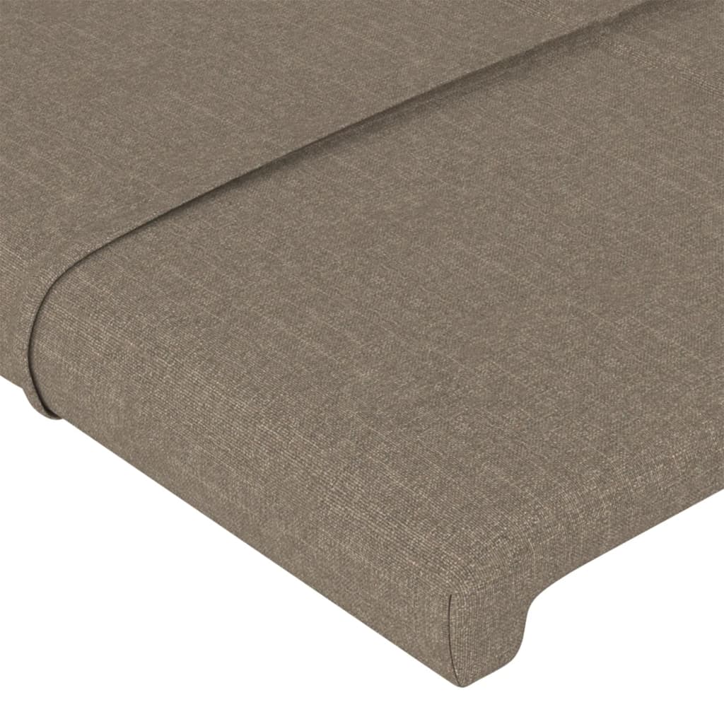 sengegavl med LED-lys 144x5x118/128 cm stof gråbrun