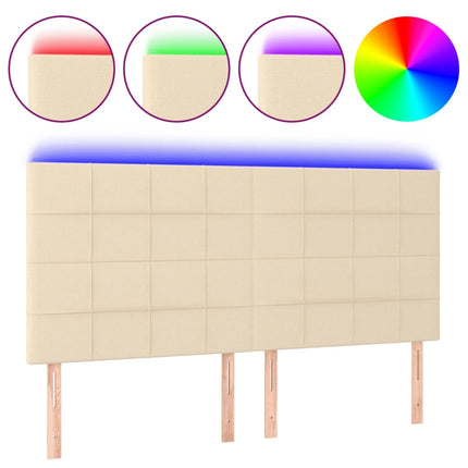 sengegavl med LED-lys 160x5x118/128 cm stof cremefarvet