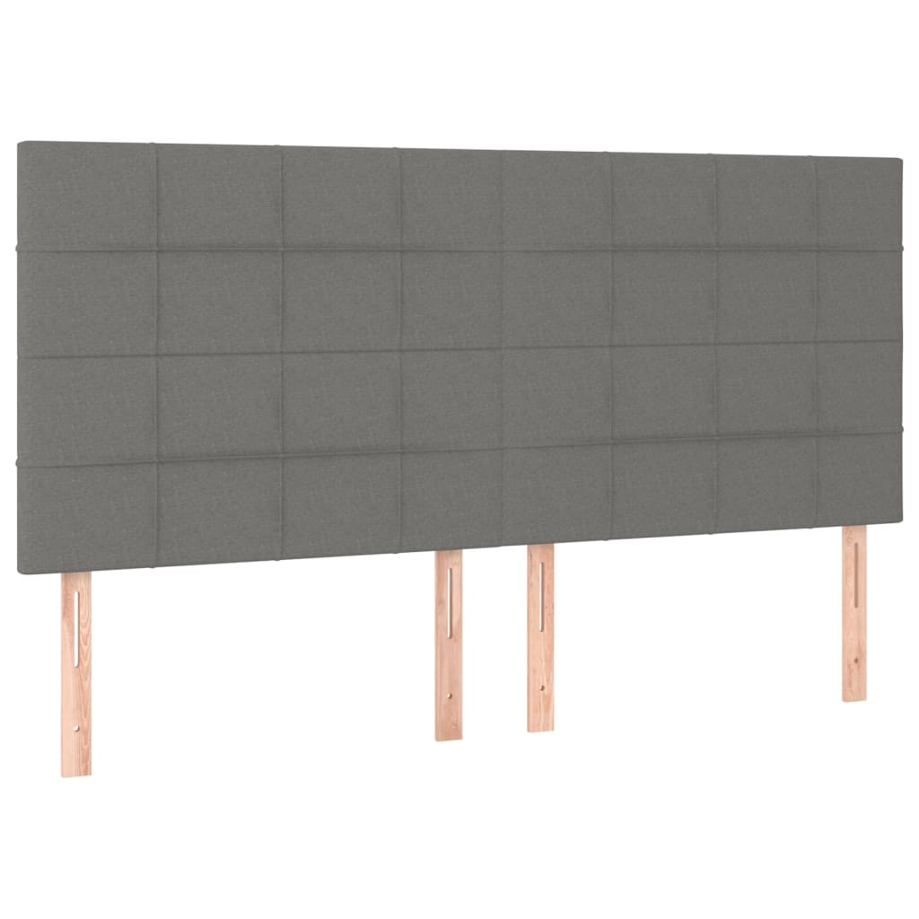 sengegavl med LED-lys 200x5x118/128 cm stof mørkegrå