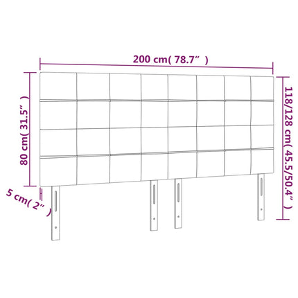 sengegavl med LED-lys 200x5x118/128 cm stof sort