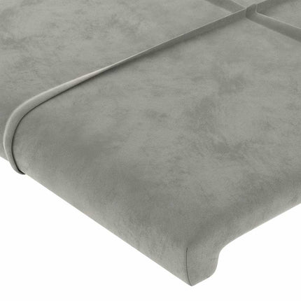 sengegavl med LED-lys 80x5x118/128 cm fløjl lysegrå