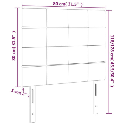 sengegavl med LED-lys 80x5x118/128 cm fløjl lysegrå