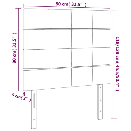 sengegavl med LED-lys 80x5x118/128 cm fløjl mørkeblå