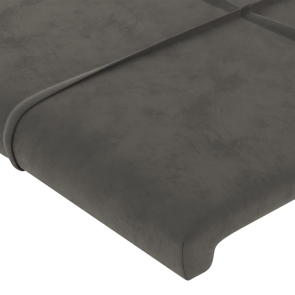 sengegavl med LED-lys 90x5x118/128 cm fløjl mørkegrå