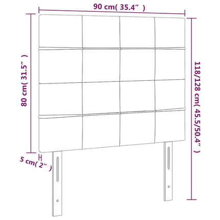 sengegavl med LED-lys 90x5x118/128 cm fløjl mørkegrøn
