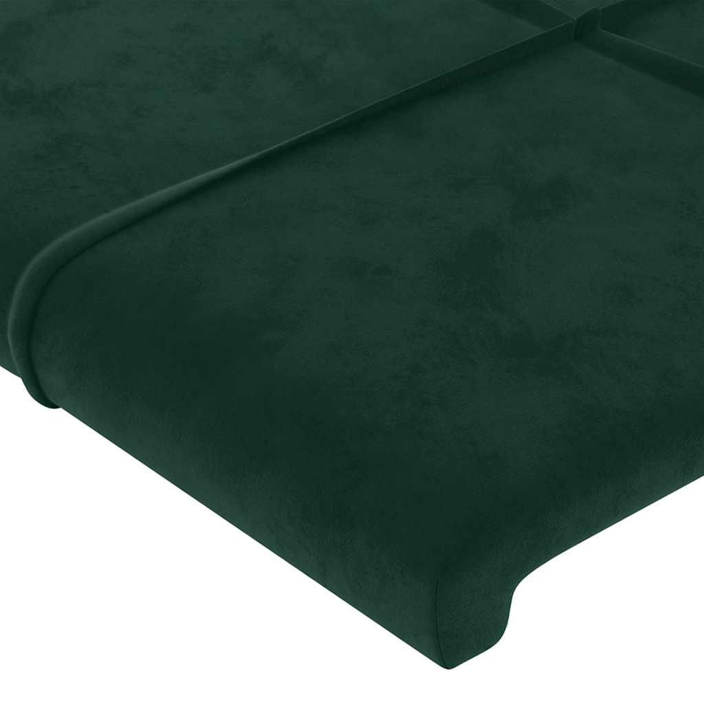sengegavl med LED-lys 144x5x118/128 cm fløjl mørkegrøn