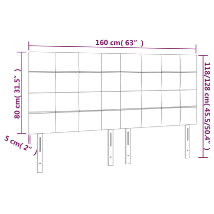 sengegavl med LED-lys 160x5x118/128 cm fløjl sort