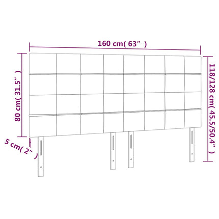 sengegavl med LED-lys 160x5x118/128 cm fløjl mørkegrøn