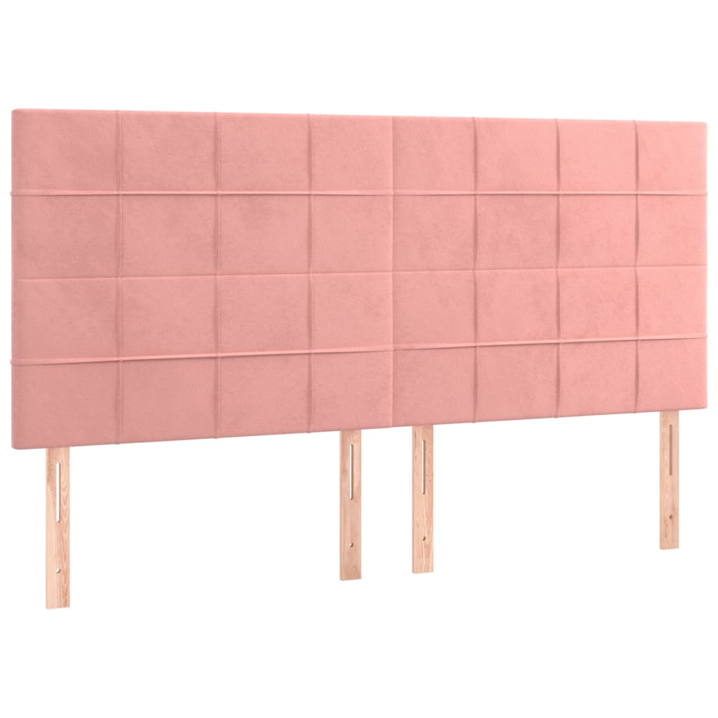 sengegavl med LED-lys 180x5x118/128 cm fløjl lyserød