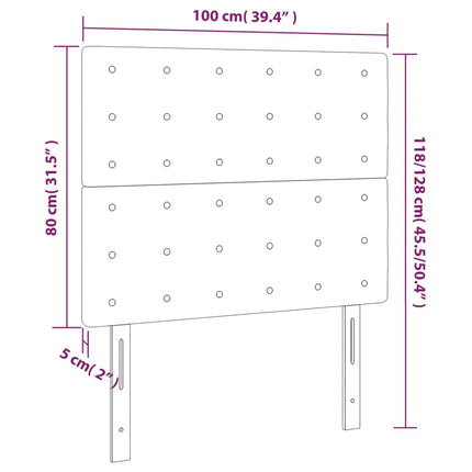 sengegavl med LED-lys 100x5x118/128 cm kunstlæder sort