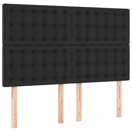 sengegavl med LED-lys 144x5x118/128 cm kunstlæder sort