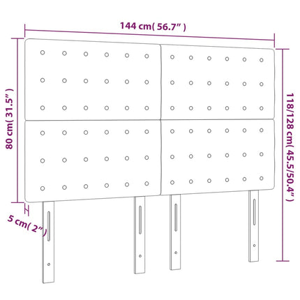sengegavl med LED-lys 144x5x118/128 cm kunstlæder cremefarvet