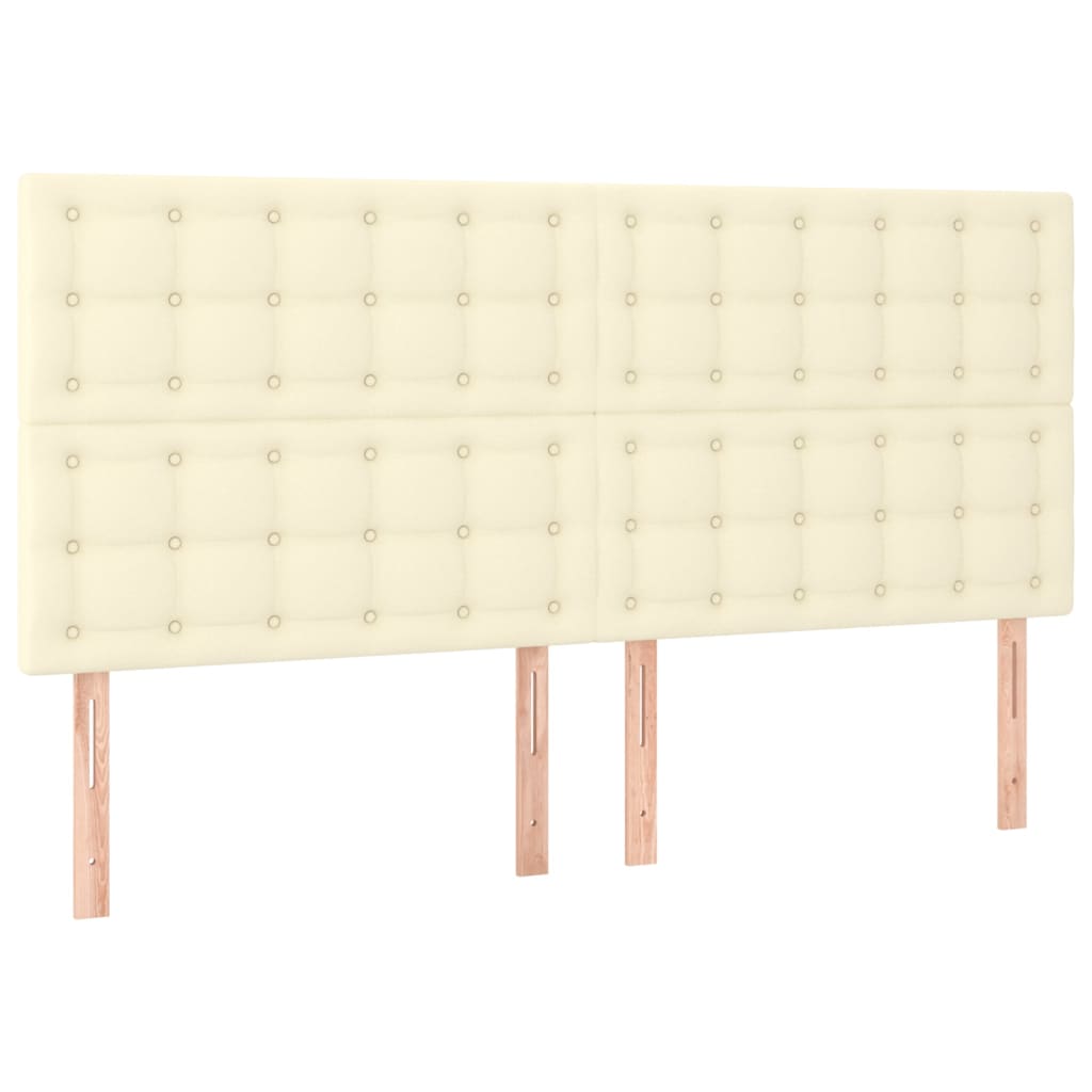 sengegavl med LED-lys 160x5x118/128 cm kunstlæder cremefarvet