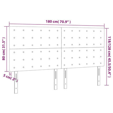 sengegavl med LED-lys 180x5x118/128 cm kunstlæder sort