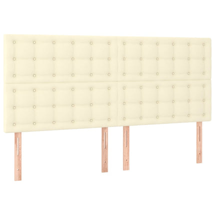 sengegavl med LED-lys 180x5x118/128 cm kunstlæder cremefarvet