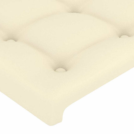 sengegavl med LED-lys 180x5x118/128 cm kunstlæder cremefarvet