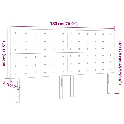 sengegavl med LED-lys 180x5x118/128 cm kunstlæder cremefarvet
