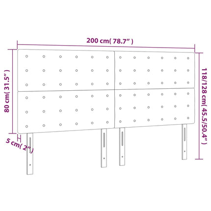 sengegavl med LED-lys 200x5x118/128 cm kunstlæder sort