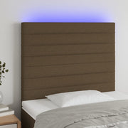 sengegavl med LED-lys 80x5x118/128 cm stof mørkebrun