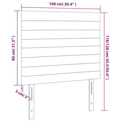 sengegavl med LED-lys 100x5x118/128 cm stof sort