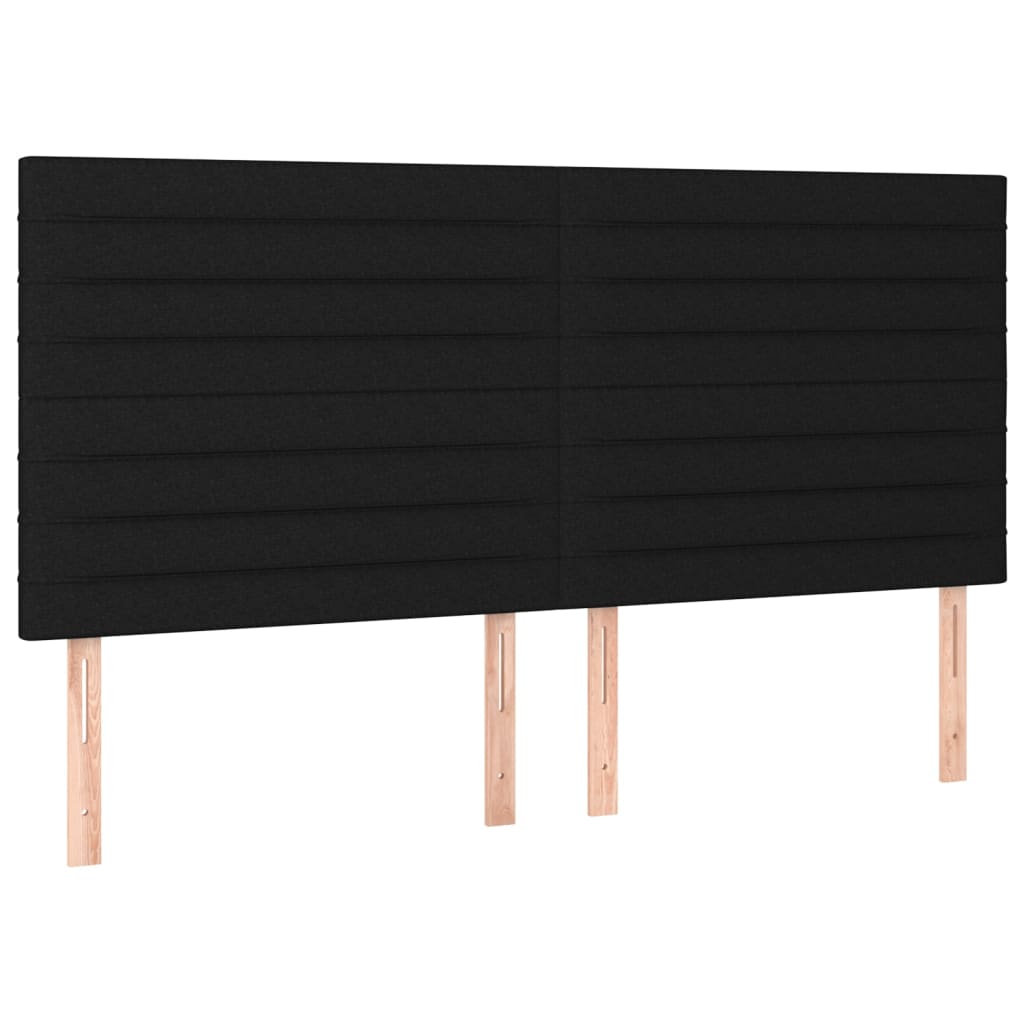 sengegavl med LED-lys 160x5x118/128 cm stof sort