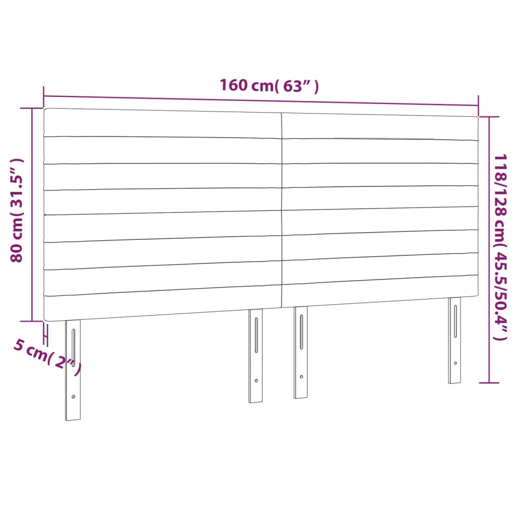 sengegavl med LED-lys 160x5x118/128 cm stof sort