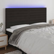 sengegavl med LED-lys 160x5x118/128 cm stof sort