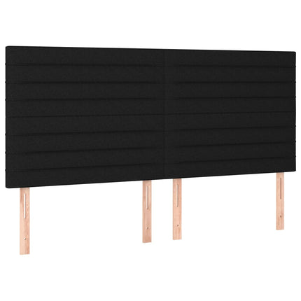 sengegavl med LED-lys 200x5x118/128 cm stof sort