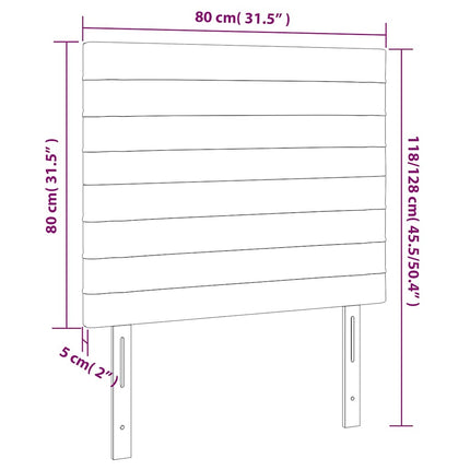 sengegavl med LED-lys 80x5x118/128 cm fløjl mørkegrå