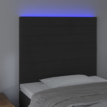 sengegavl med LED-lys 80x5x118/128 cm fløjl sort