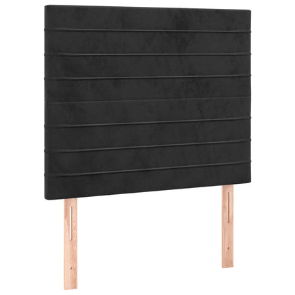 sengegavl med LED-lys 80x5x118/128 cm fløjl sort
