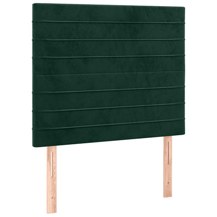 sengegavl med LED-lys 80x5x118/128 cm fløjl mørkegrøn