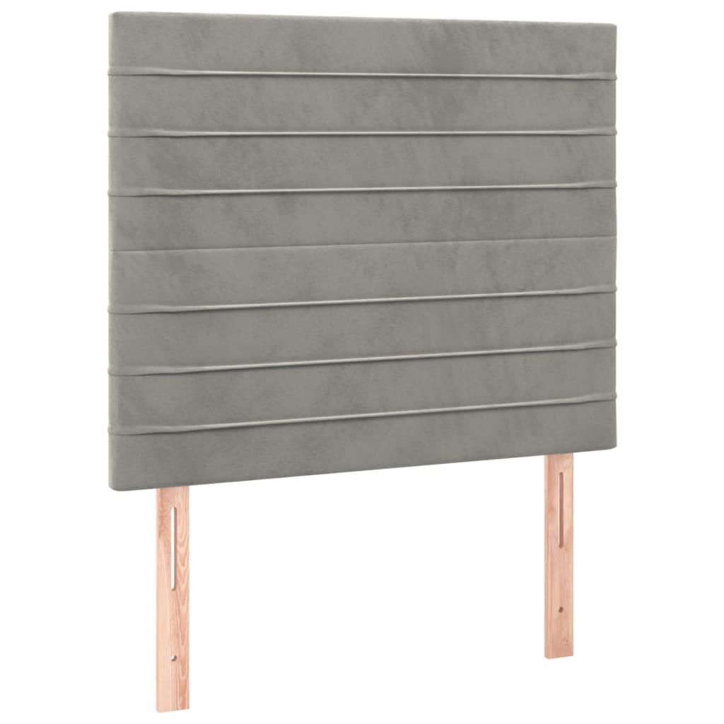 sengegavl med LED-lys 90x5x118/128 cm fløjl lysegrå