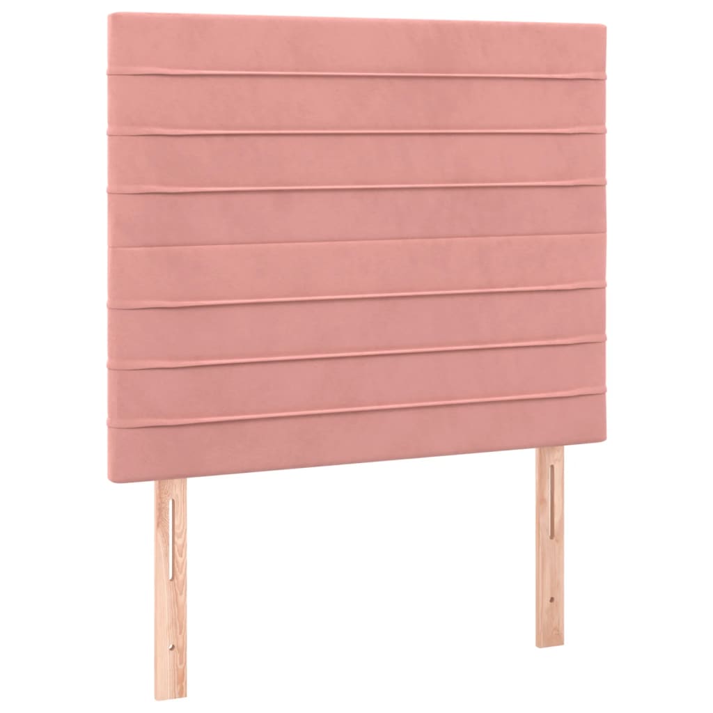 sengegavl med LED-lys 100x5x118/128 cm fløjl lyserød